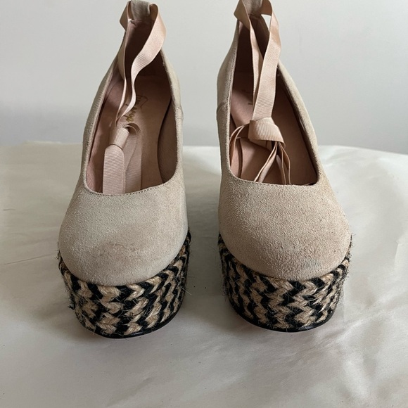 Free People Nude Charade Suede Platform Ballerina Ribbon Tie Espradille size 41 - Picture 7 of 13